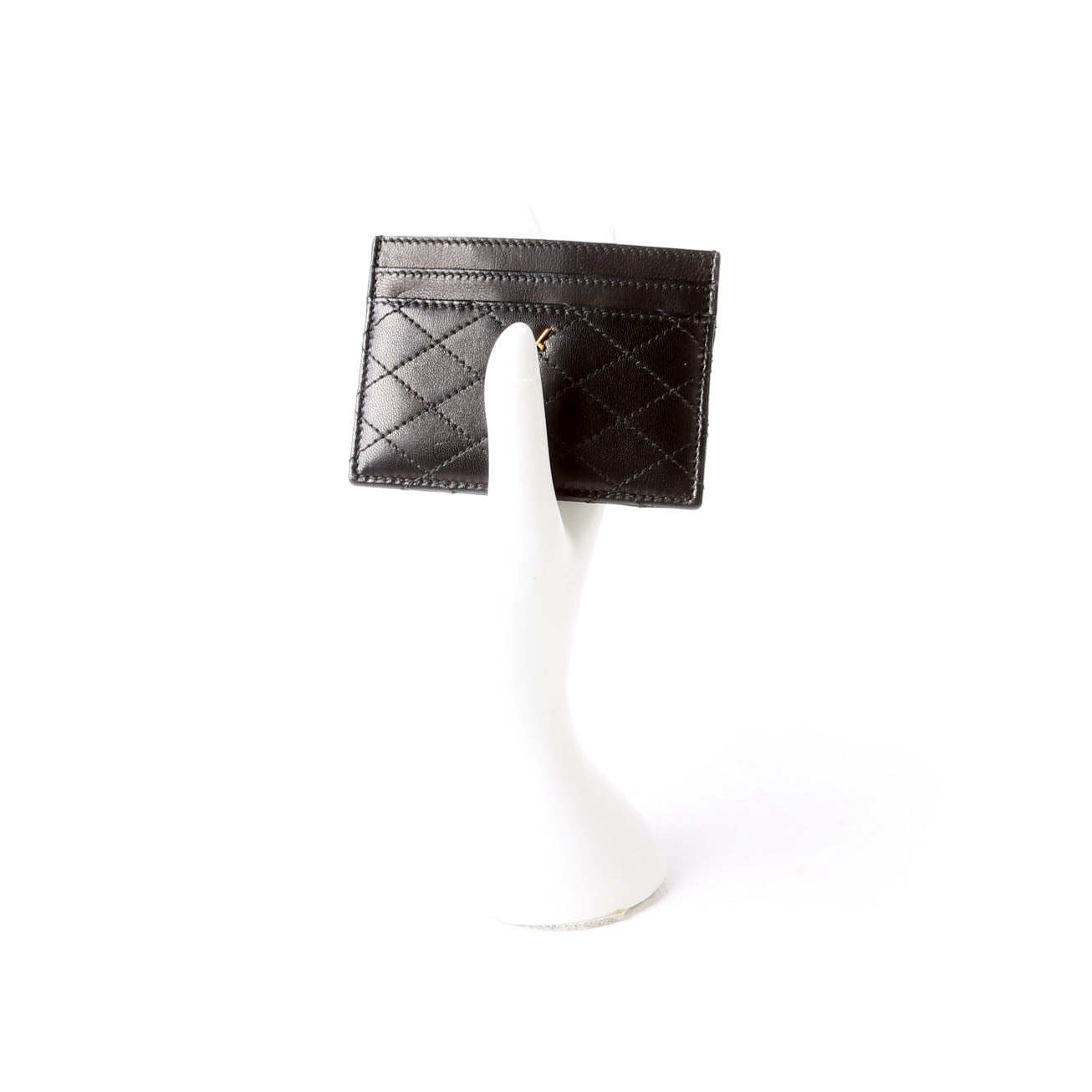 Gaby Card Case Quilted Lambskin 703219 Black/Gold