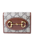 Gucci 621887 Horsebit 1955 GG Supreme Card Case Brown/Beige
