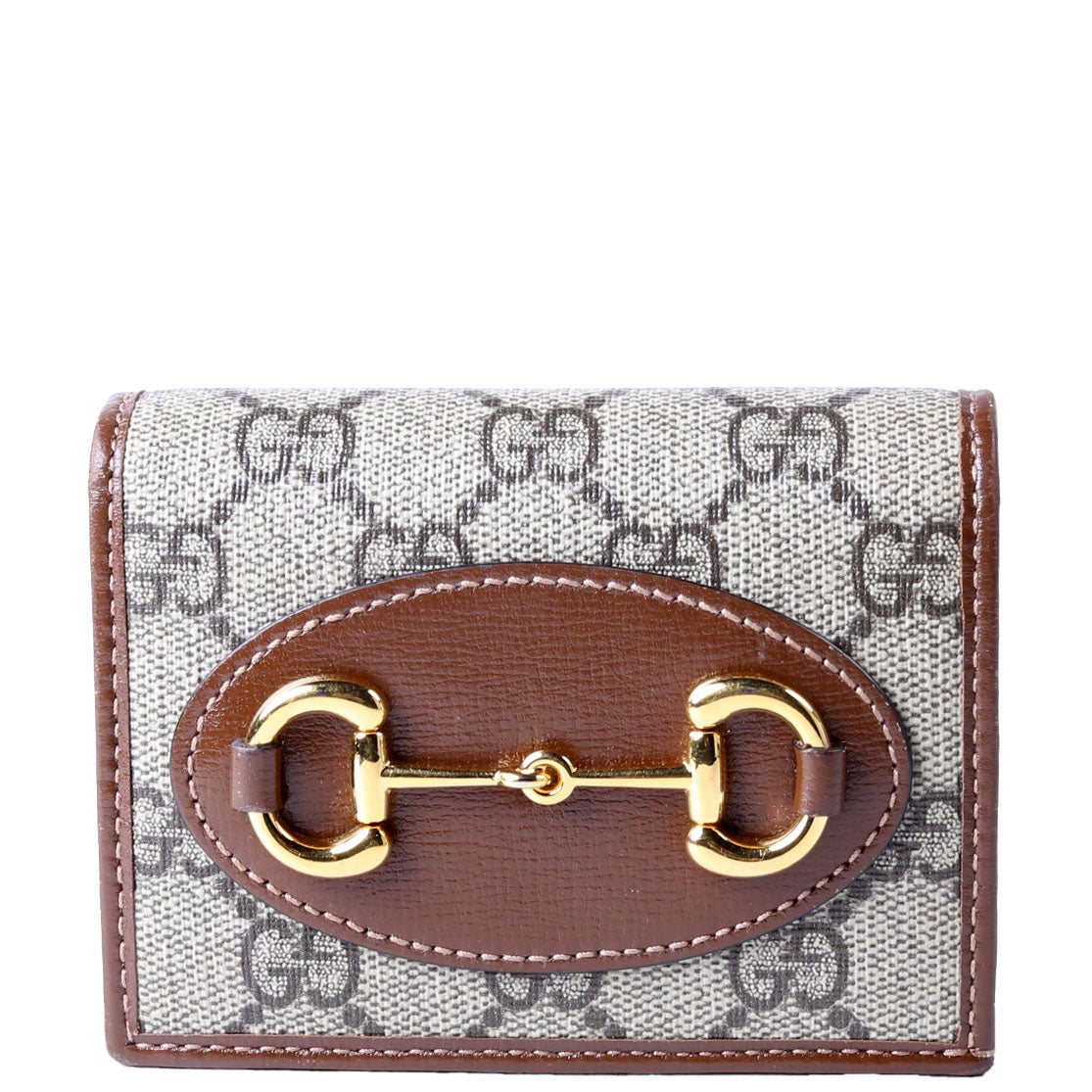 Gucci 621887 Horsebit 1955 GG Supreme Card Case Brown/Beige