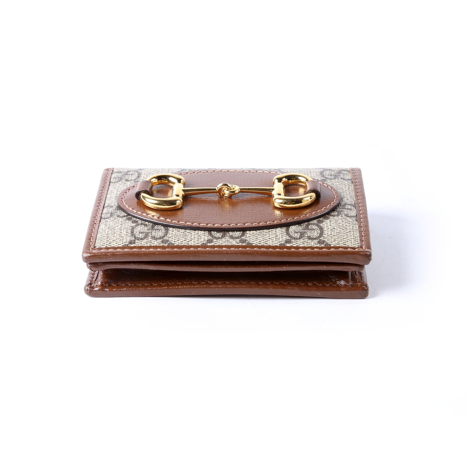 Gucci 621887 Horsebit 1955 GG Supreme Card Case Brown/Beige