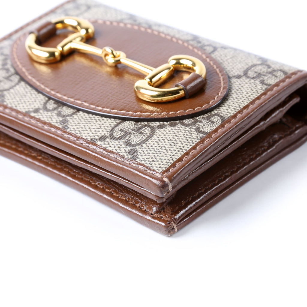 Gucci 621887 Horsebit 1955 GG Supreme Card Case Brown/Beige