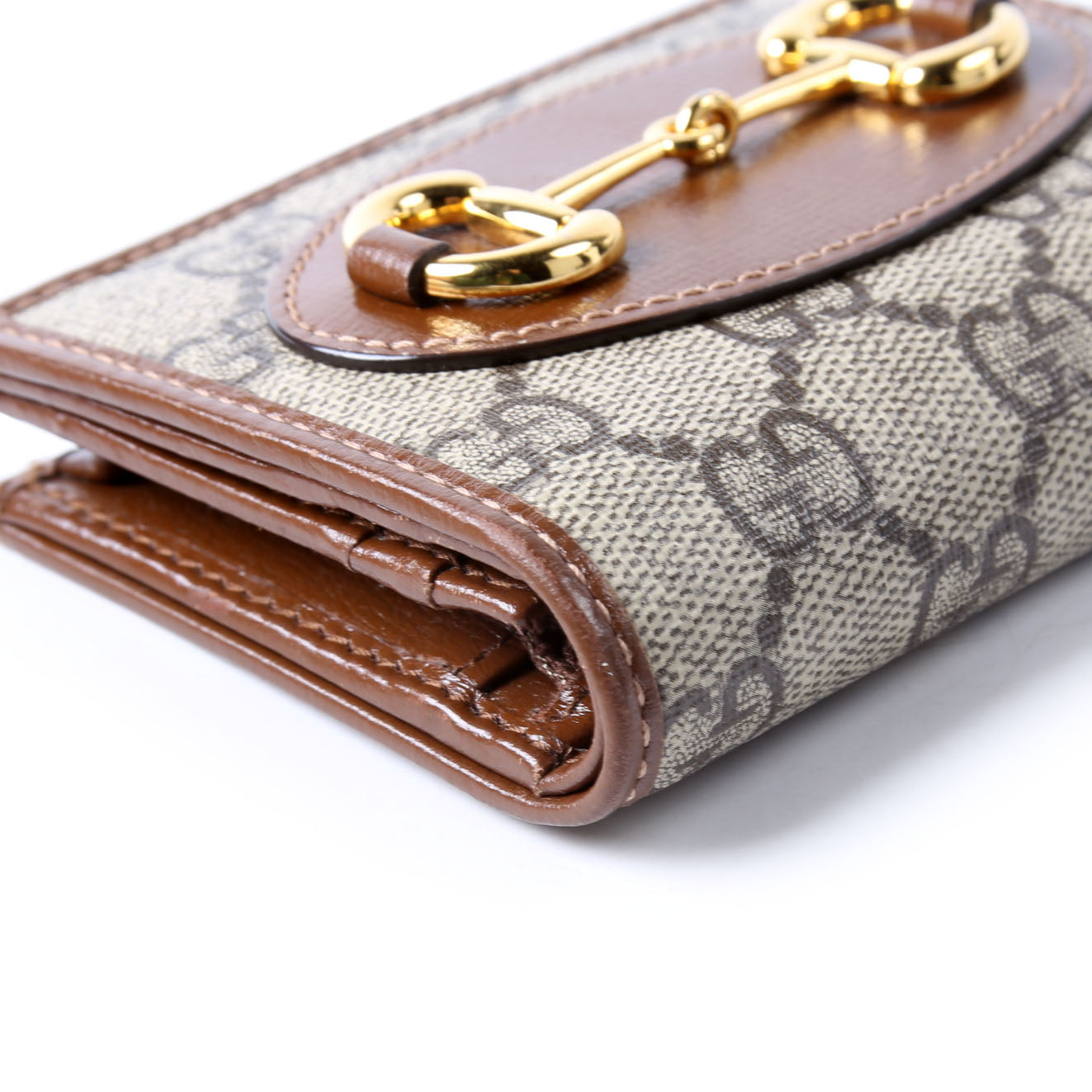 Gucci 621887 Horsebit 1955 GG Supreme Card Case Brown/Beige