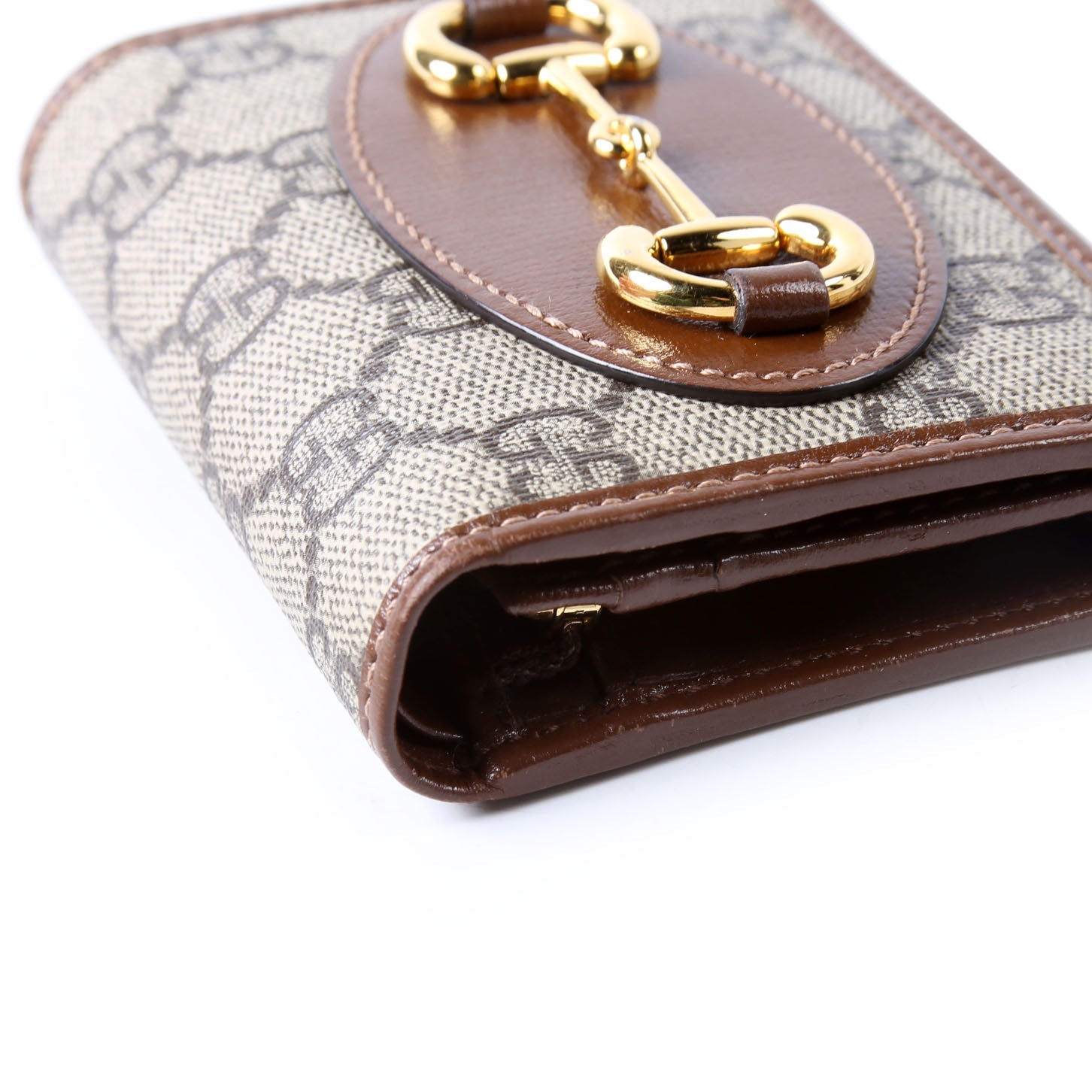 Gucci 621887 Horsebit 1955 GG Supreme Card Case Brown/Beige