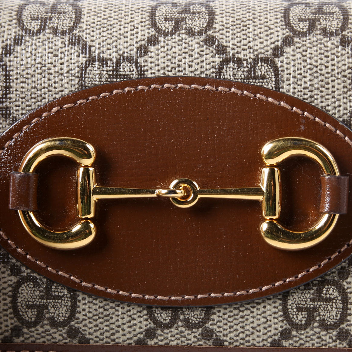 Gucci 621887 Horsebit 1955 GG Supreme Card Case Brown/Beige