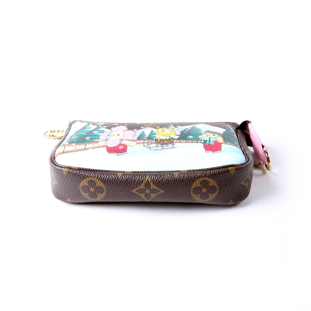 Pochette access Mini 2023 Xmas animation Monogram Brown/Multicolor/Pink