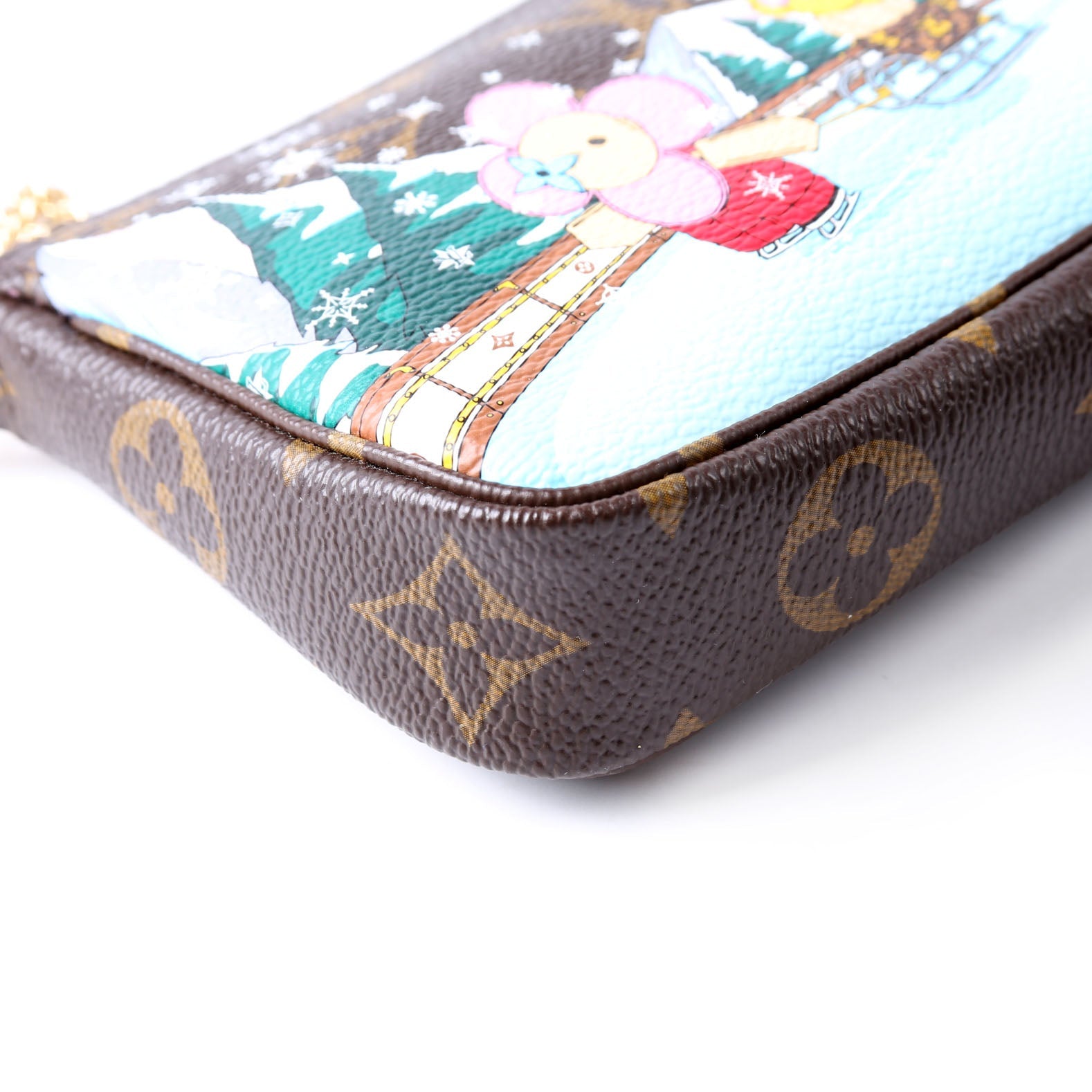 Pochette access Mini 2023 Xmas animation Monogram Brown/Multicolor/Pink