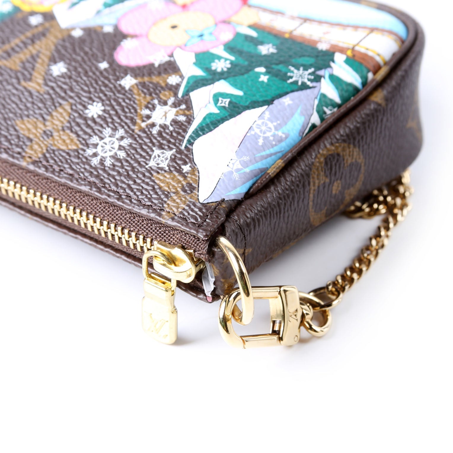 Pochette access Mini 2023 Xmas animation Monogram Brown/Multicolor/Pink
