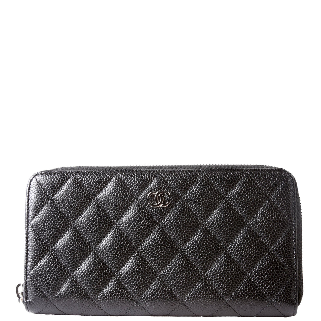 CC Long Zip Around Wallet Caviar 23M Black/Burgundy
