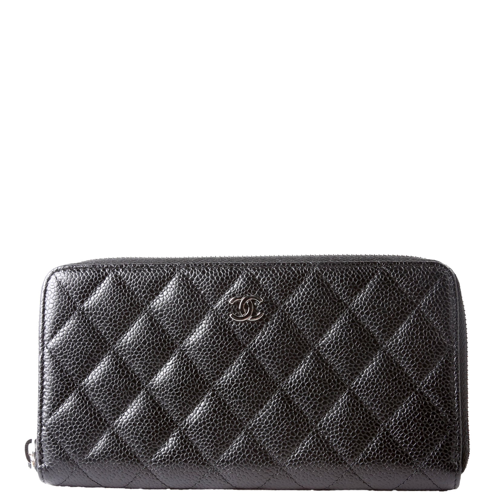 CC Long Zip Around Wallet Caviar 23M Black/Burgundy