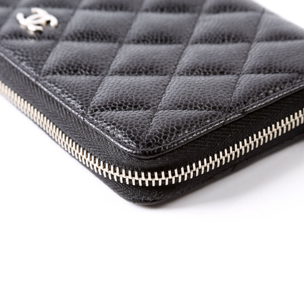 CC Long Zip Around Wallet Caviar 23M Black/Burgundy