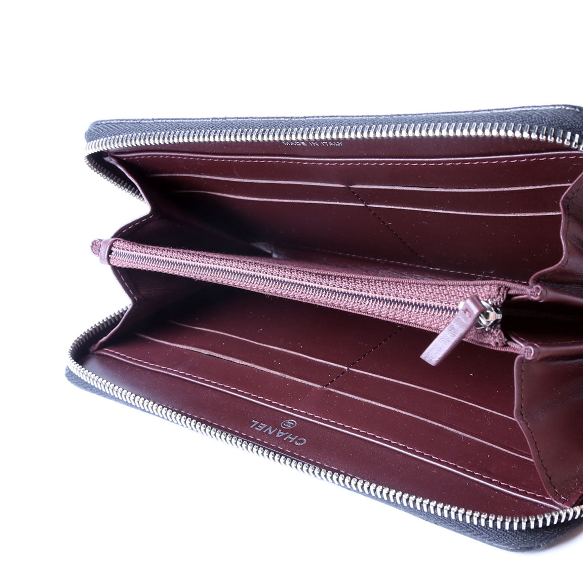 CC Long Zip Around Wallet Caviar 23M Black/Burgundy