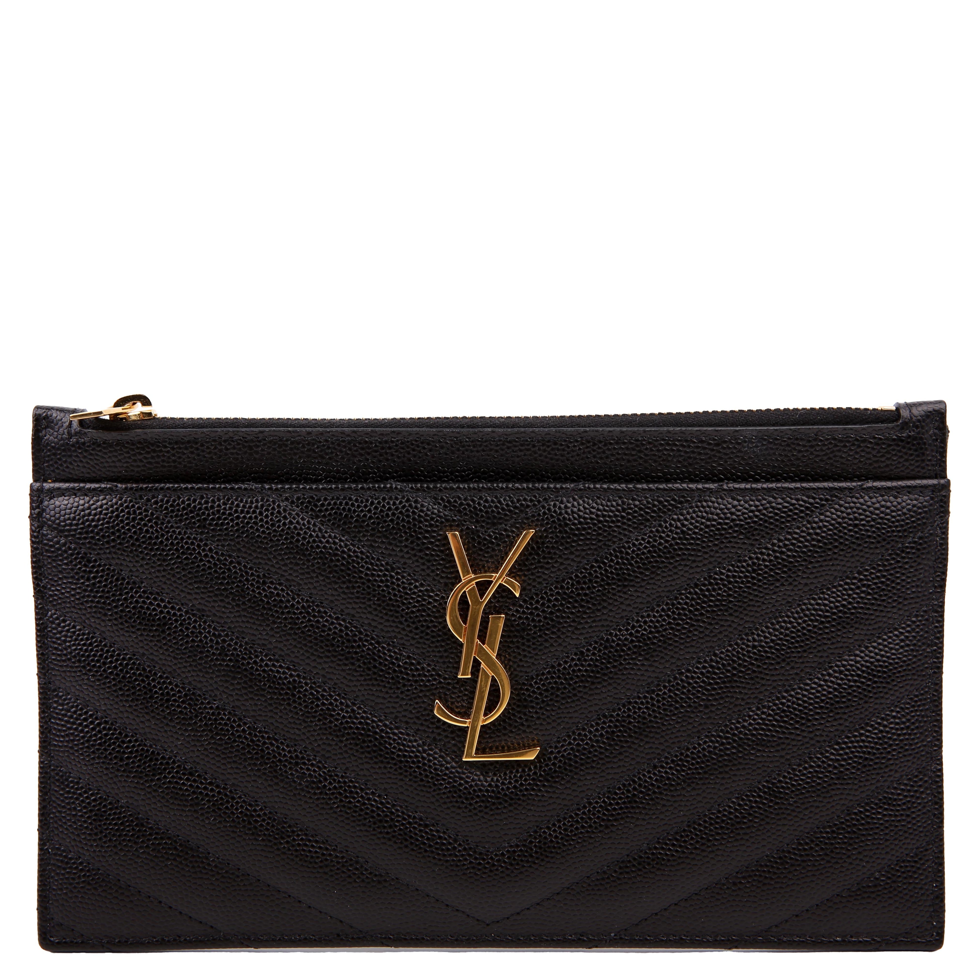 SAINT LAURENT 636312 Grain De Poudre Bill Pouch Black