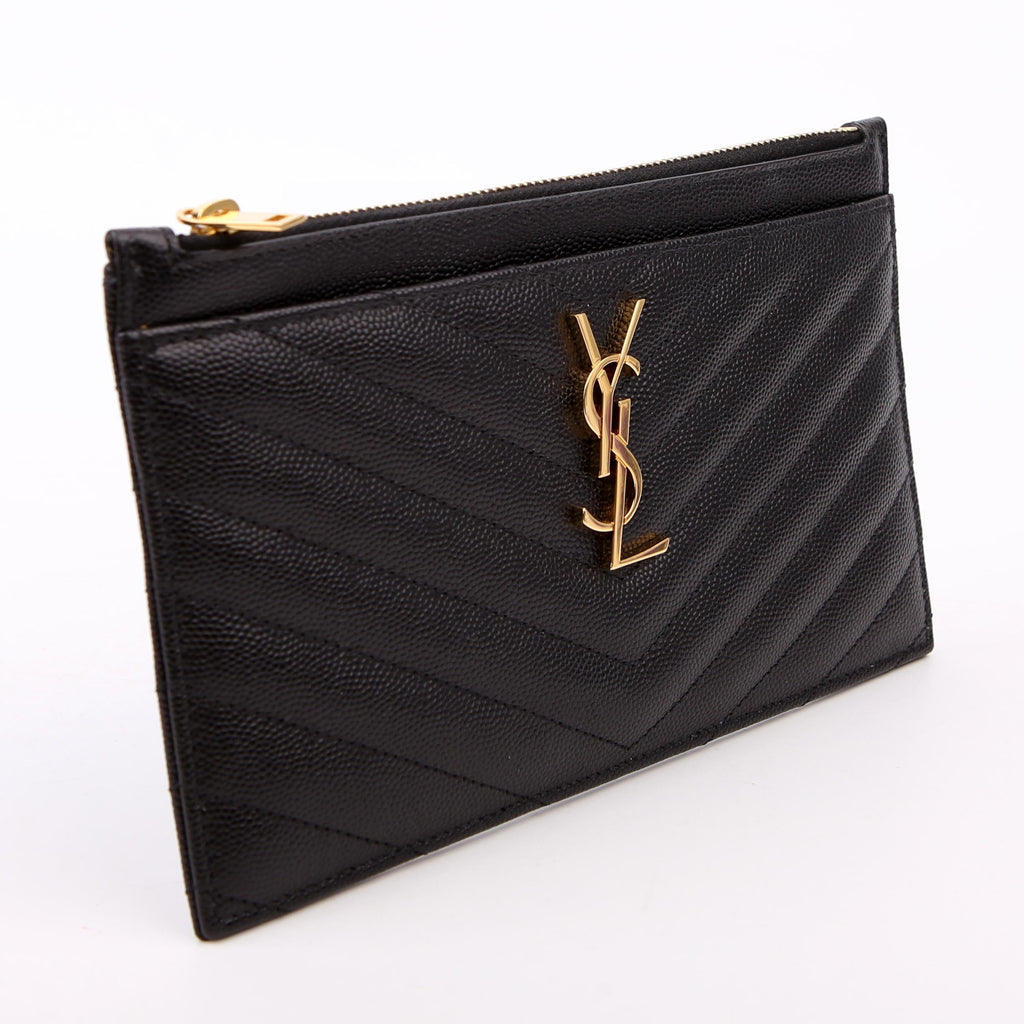 SAINT LAURENT 636312 Grain De Poudre Bill Pouch Black