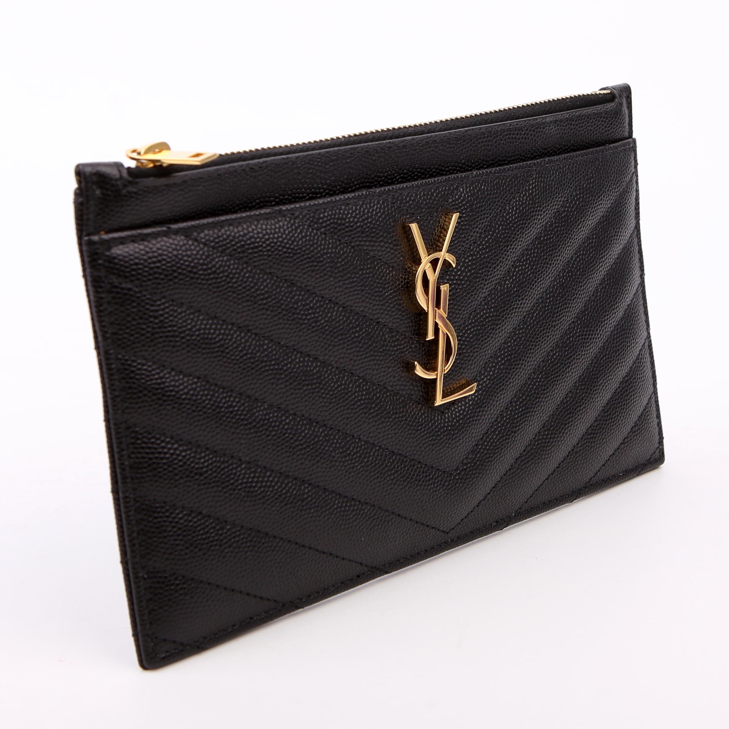 SAINT LAURENT 636312 Grain De Poudre Bill Pouch Black