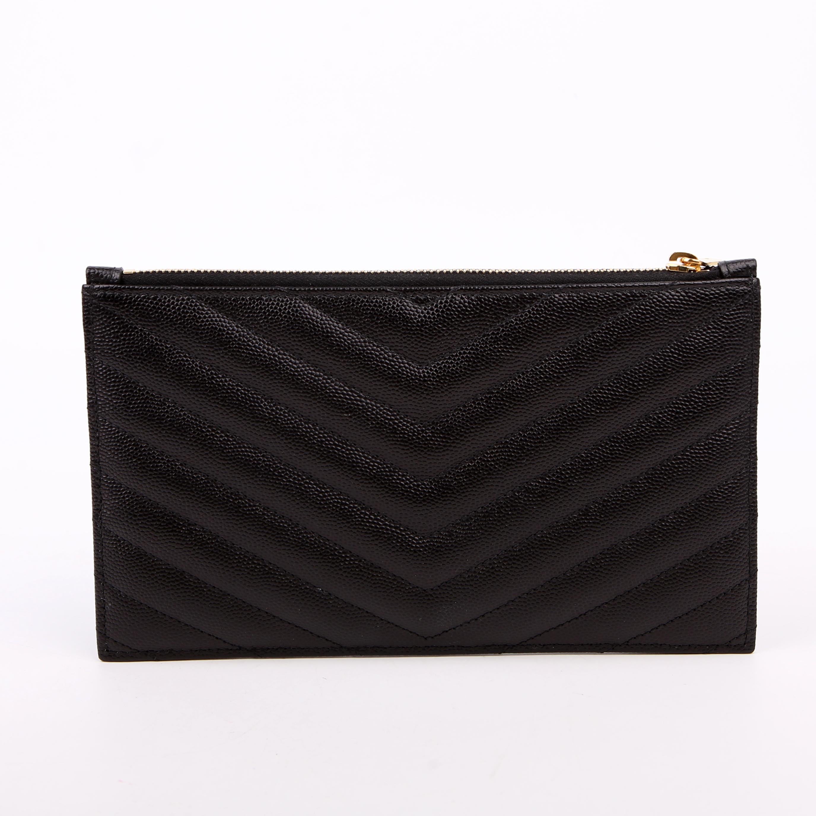 SAINT LAURENT 636312 Grain De Poudre Bill Pouch Black