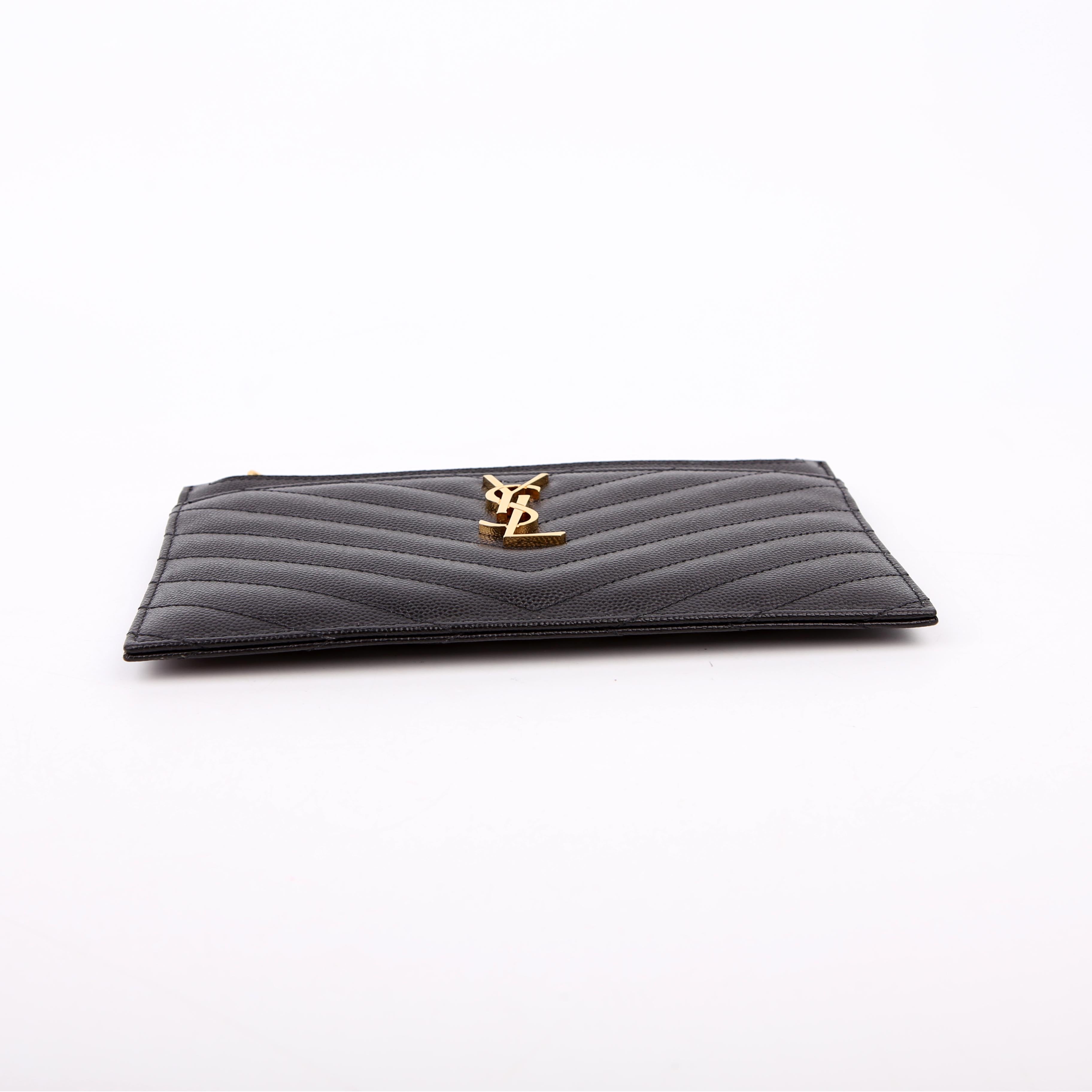 SAINT LAURENT 636312 Grain De Poudre Bill Pouch Black