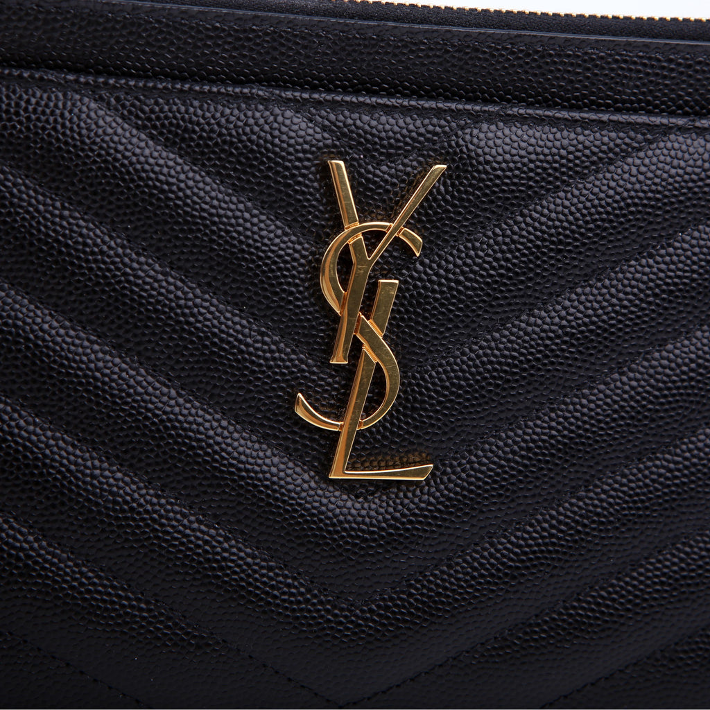 SAINT LAURENT 636312 Grain De Poudre Bill Pouch Black
