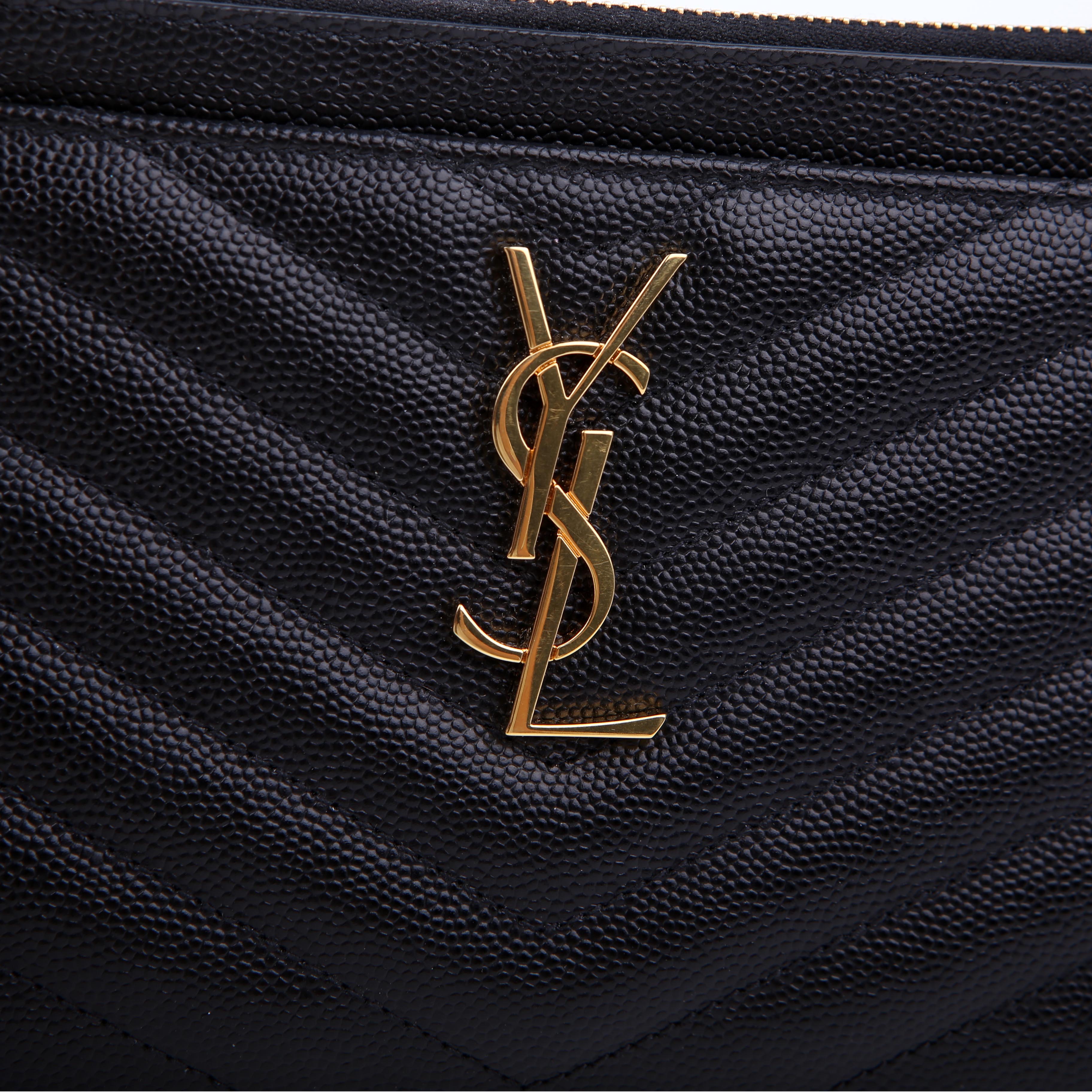 SAINT LAURENT 636312 Grain De Poudre Bill Pouch Black