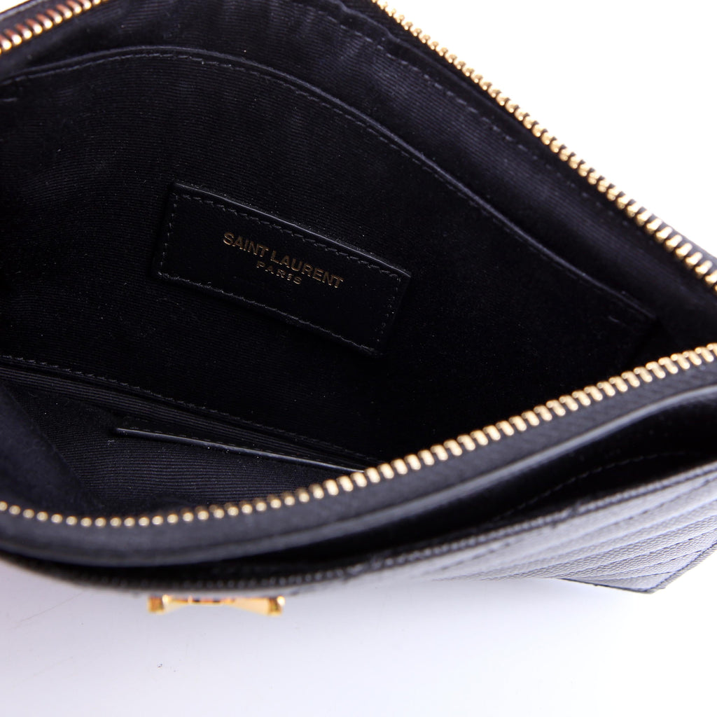 SAINT LAURENT 636312 Grain De Poudre Bill Pouch Black