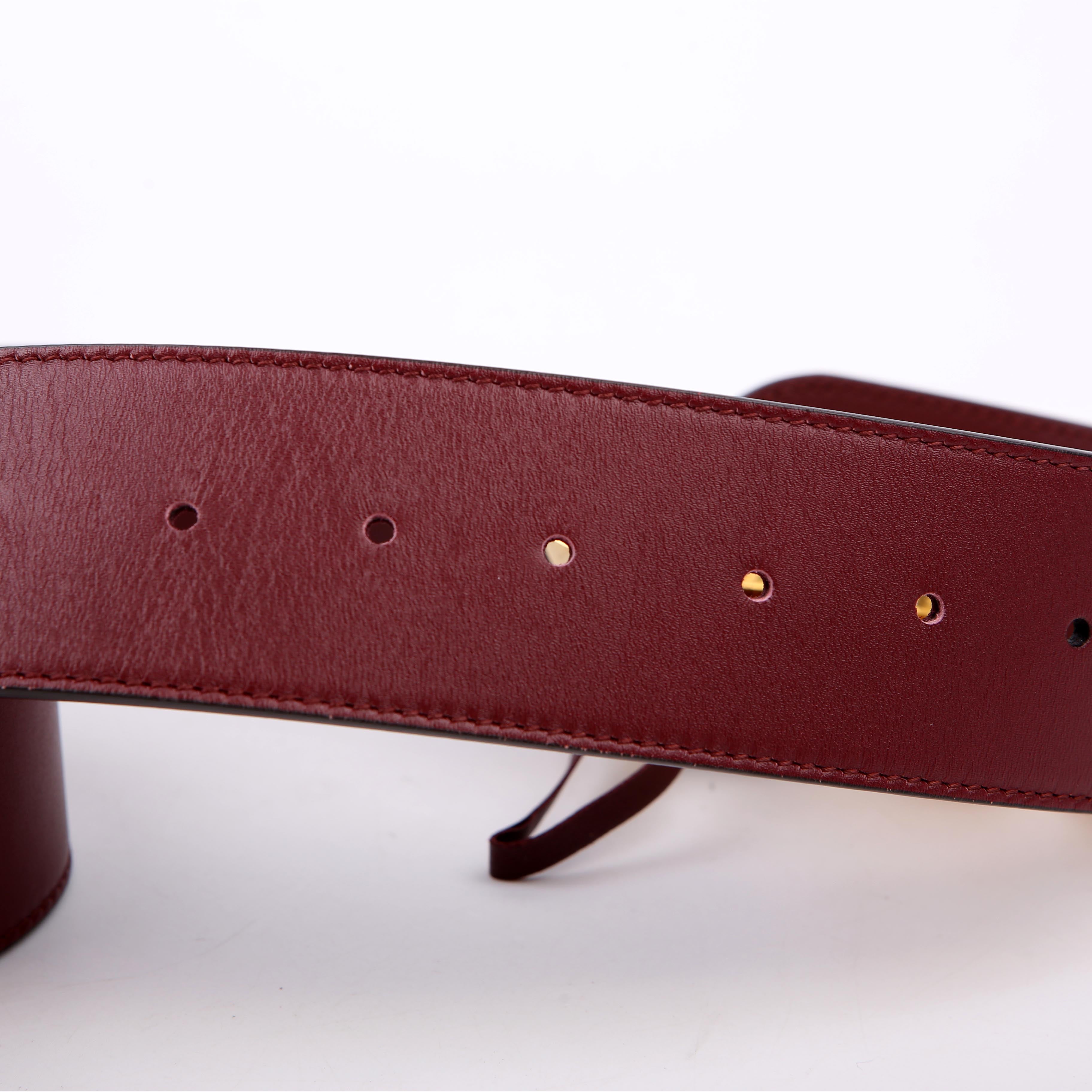 563696 Marmont GG Leather/Lizard Belt Size 95/36 Burgundy