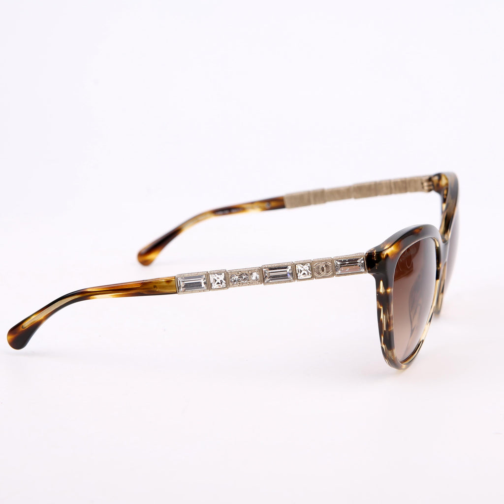 5307-B CC Crystal Baguette Sunglasses Brown