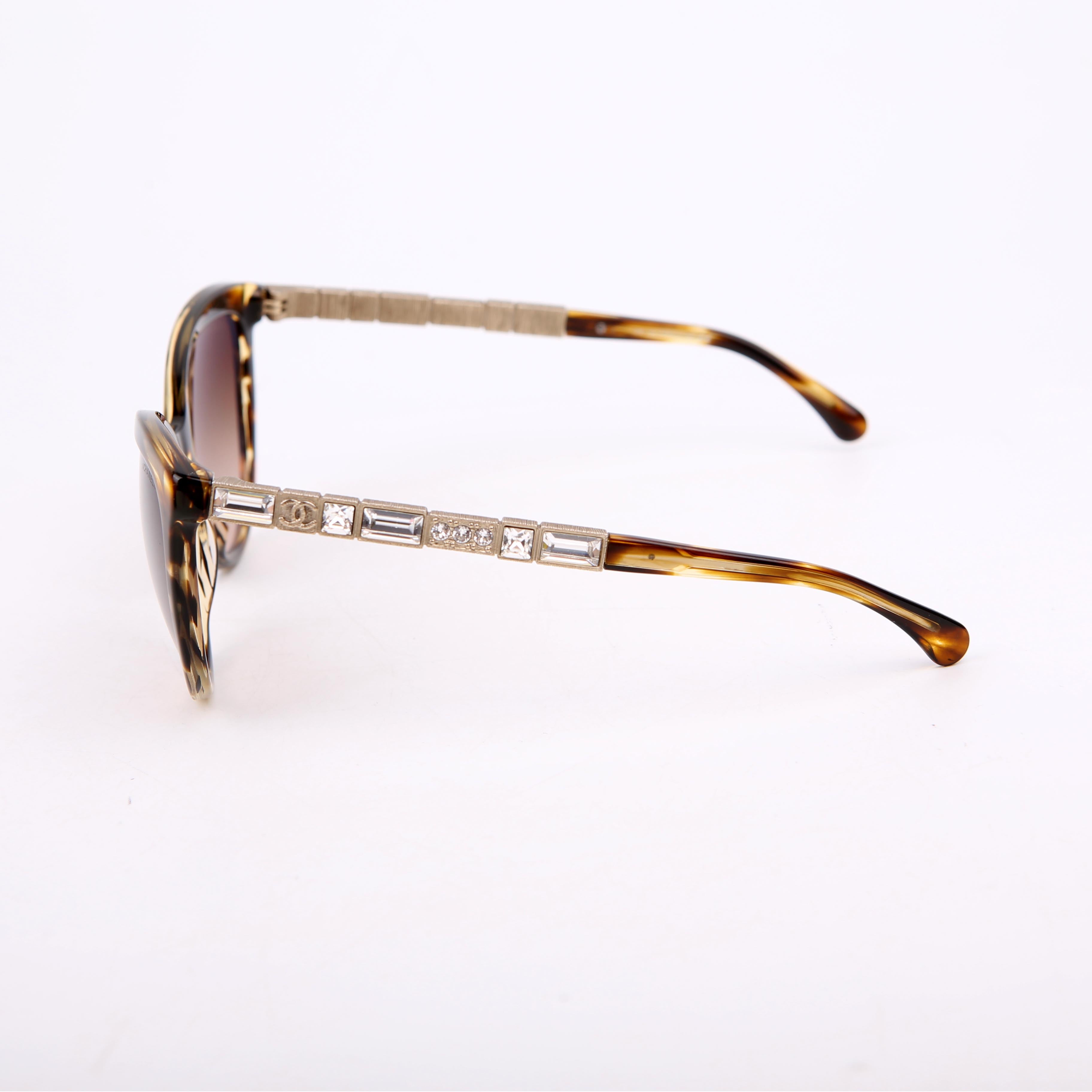 5307-B CC Crystal Baguette Sunglasses Brown