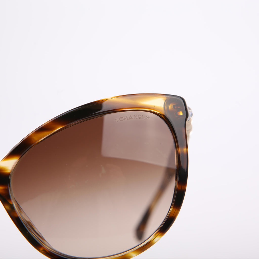 5307-B CC Crystal Baguette Sunglasses Brown