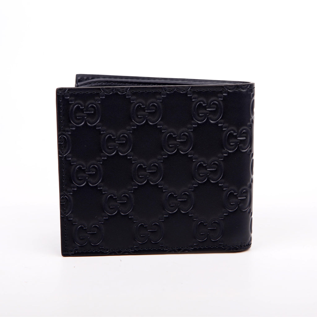 Gucci 779836 GG Emblem Bi-Fold Wallet Blue