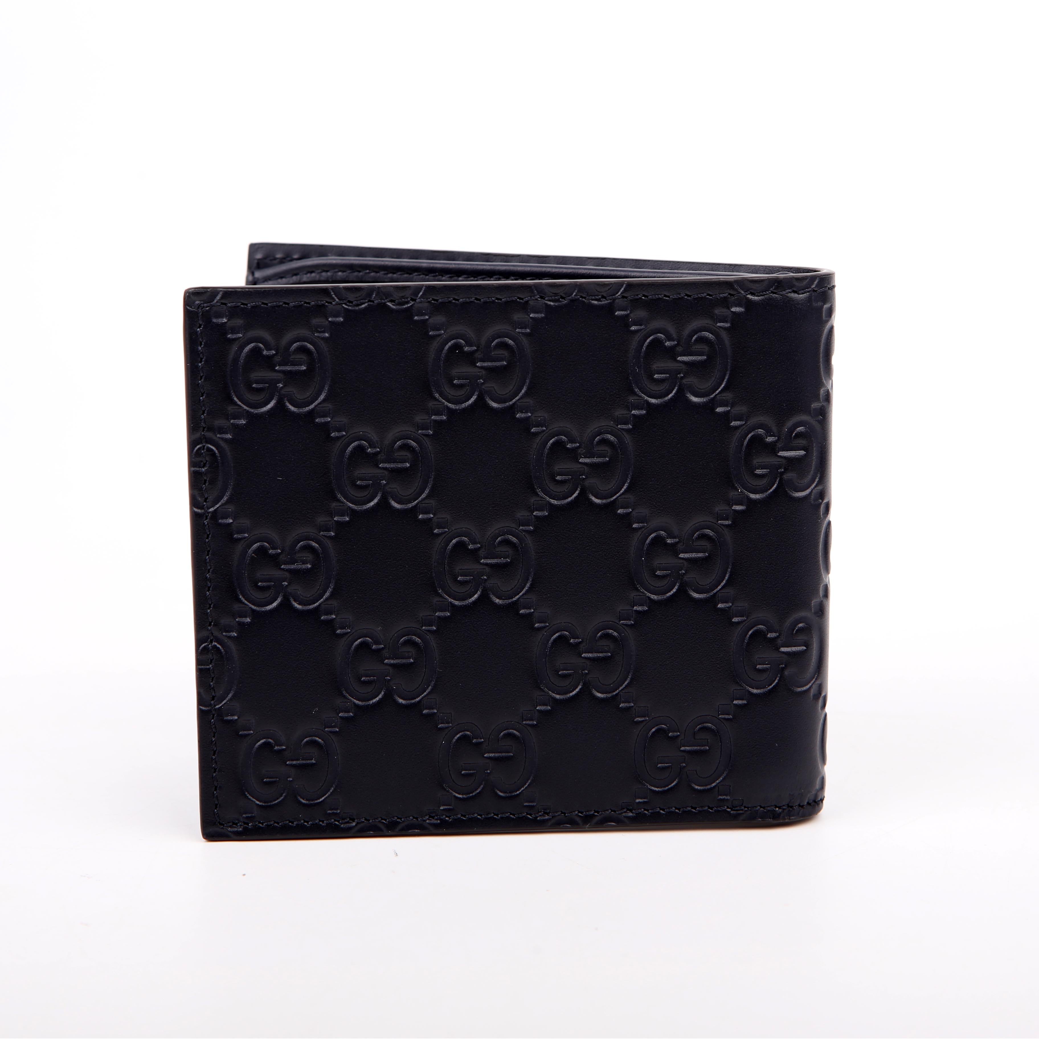 Gucci 779836 GG Emblem Bi-Fold Wallet Blue