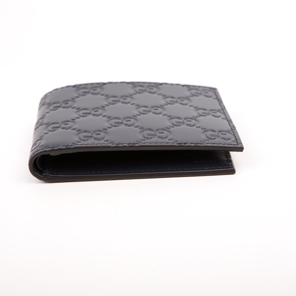 Gucci 779836 GG Emblem Bi-Fold Wallet Blue