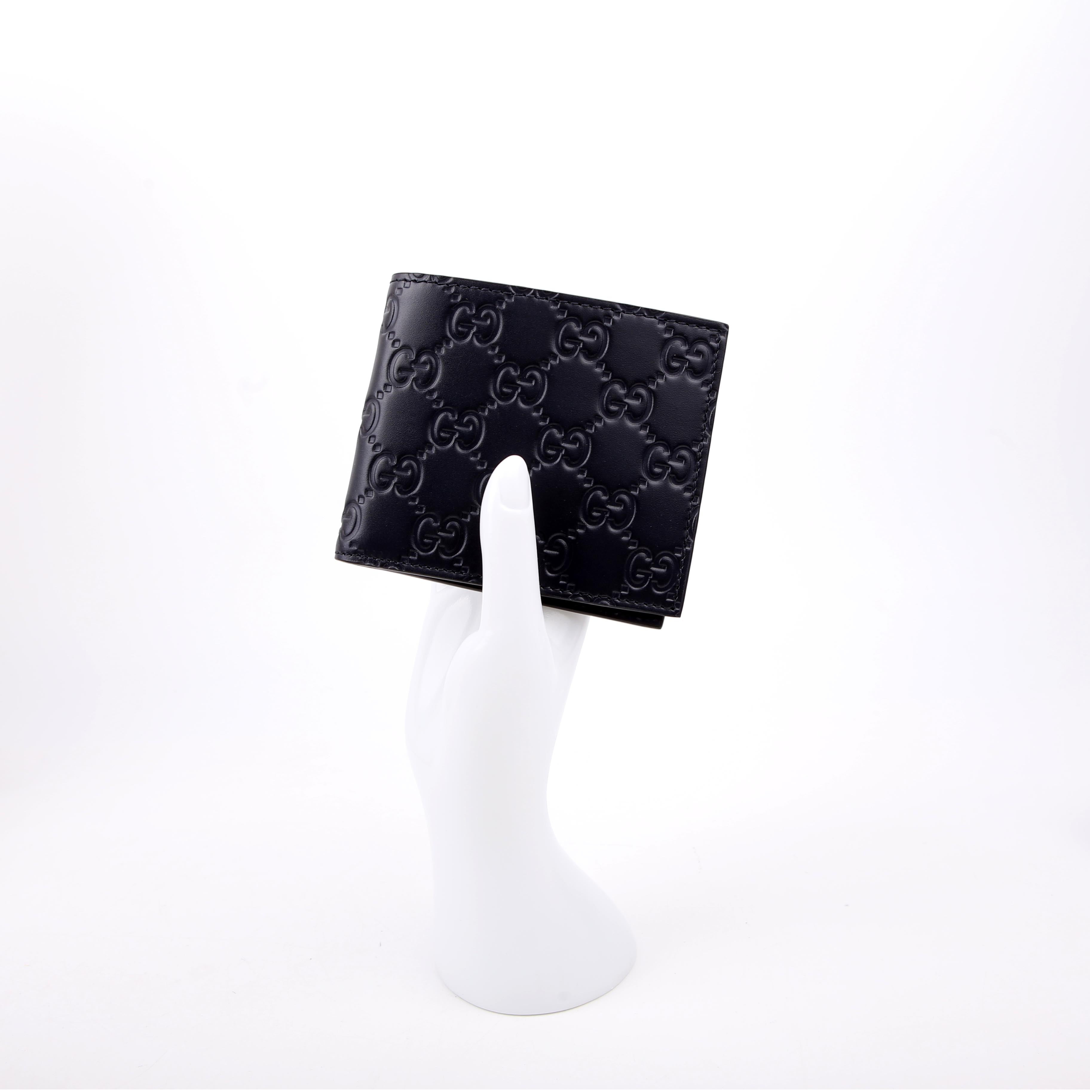 Gucci 779836 GG Emblem Bi-Fold Wallet Blue