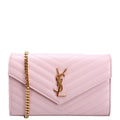 SAINT LAURENT Grain De Poudre Chain Wallet 377828 Pink