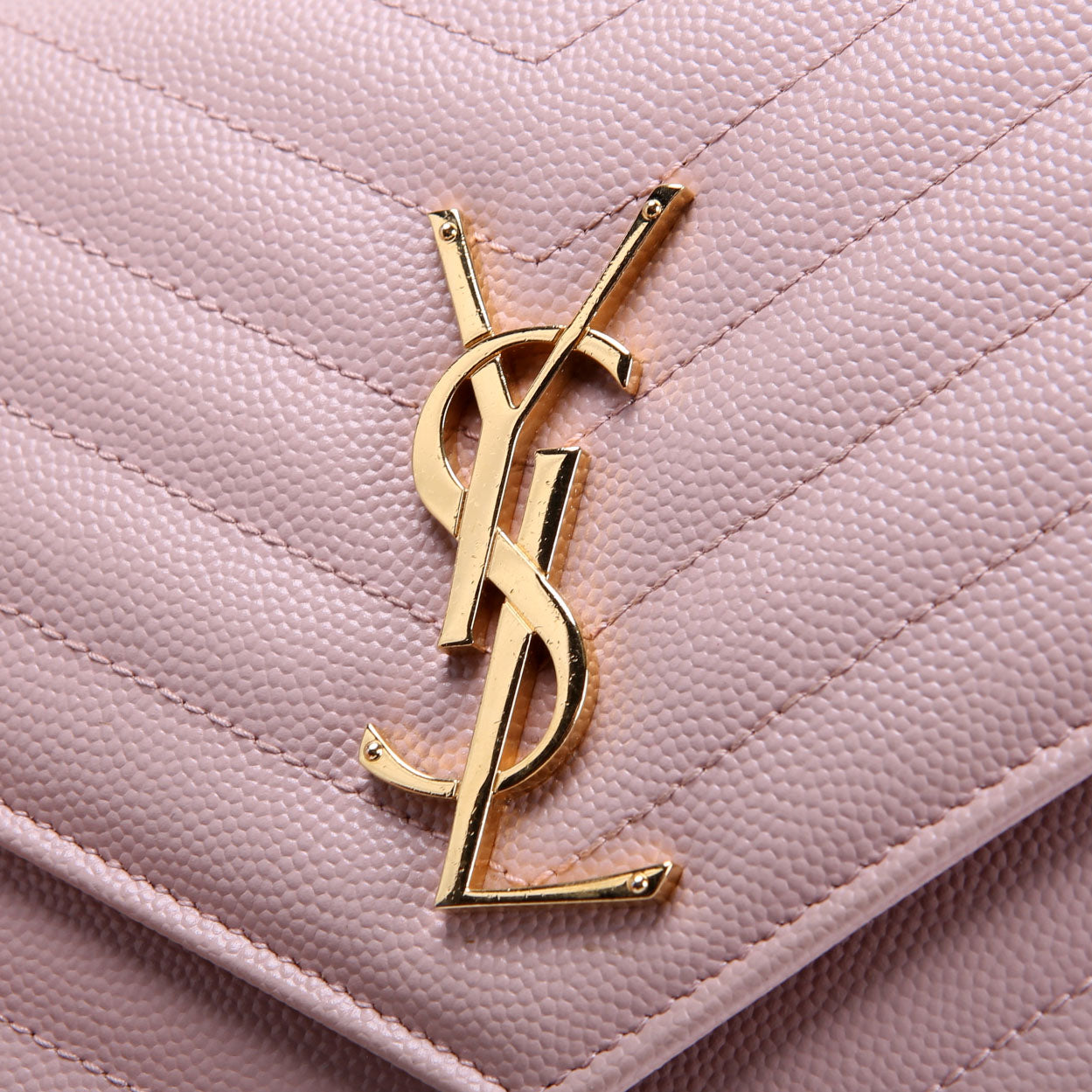 SAINT LAURENT Grain De Poudre Chain Wallet 377828 Pink