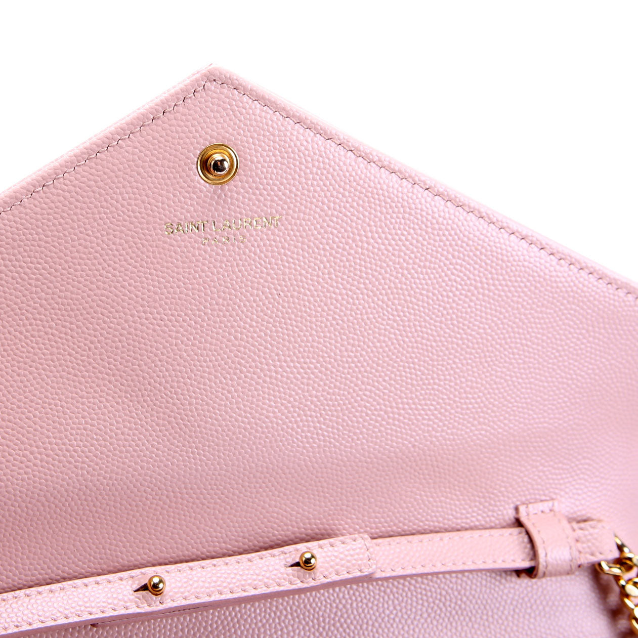 SAINT LAURENT Grain De Poudre Chain Wallet 377828 Pink