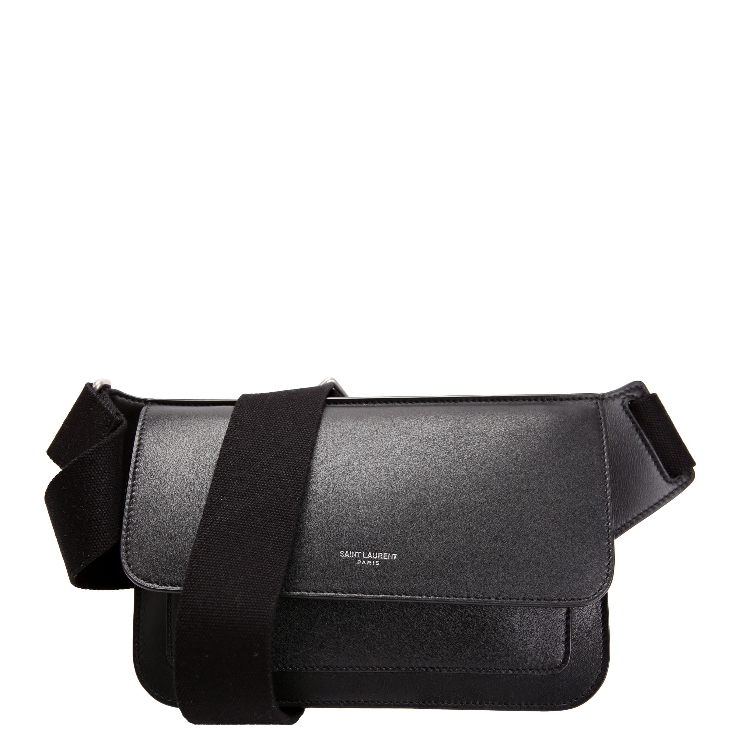 SAINT LAURENT Logo Leather Belt Bag 823179 Black