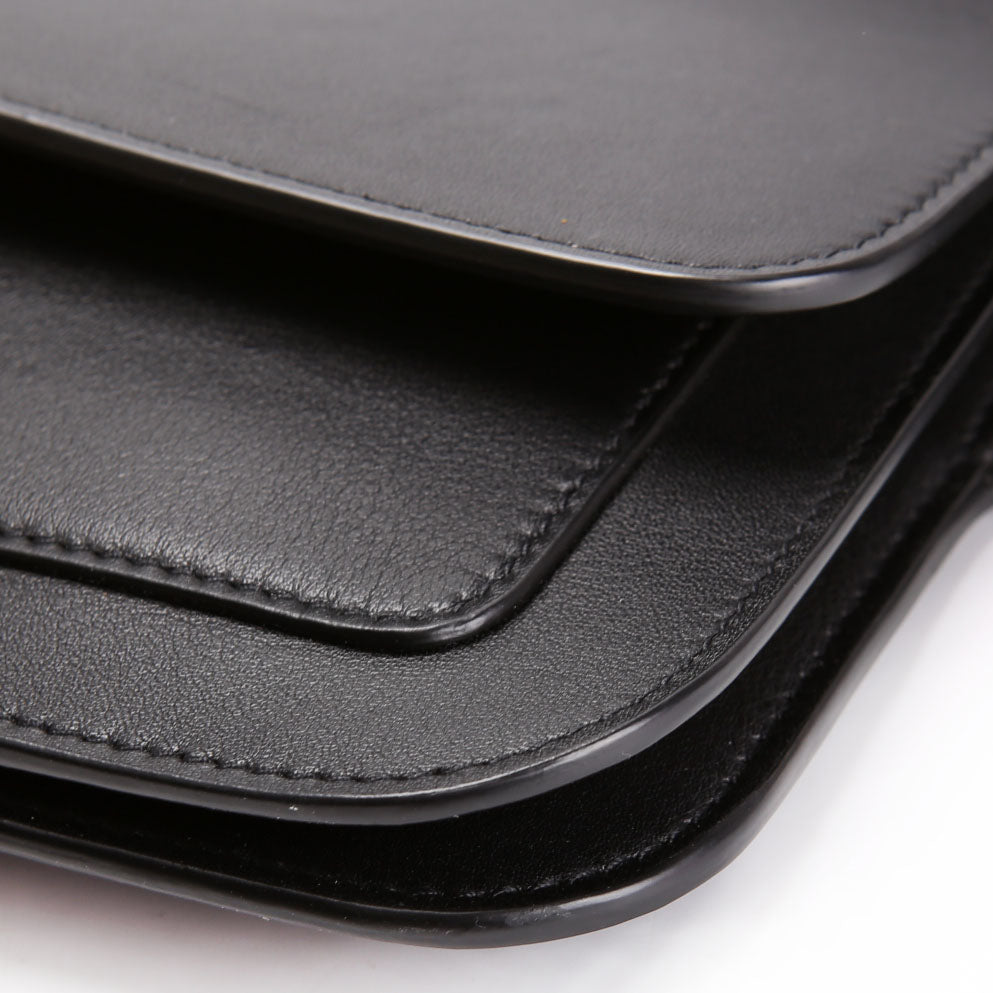 SAINT LAURENT Logo Leather Belt Bag 823179 Black