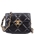 Diamond Lock Card Holder Lambskin Black