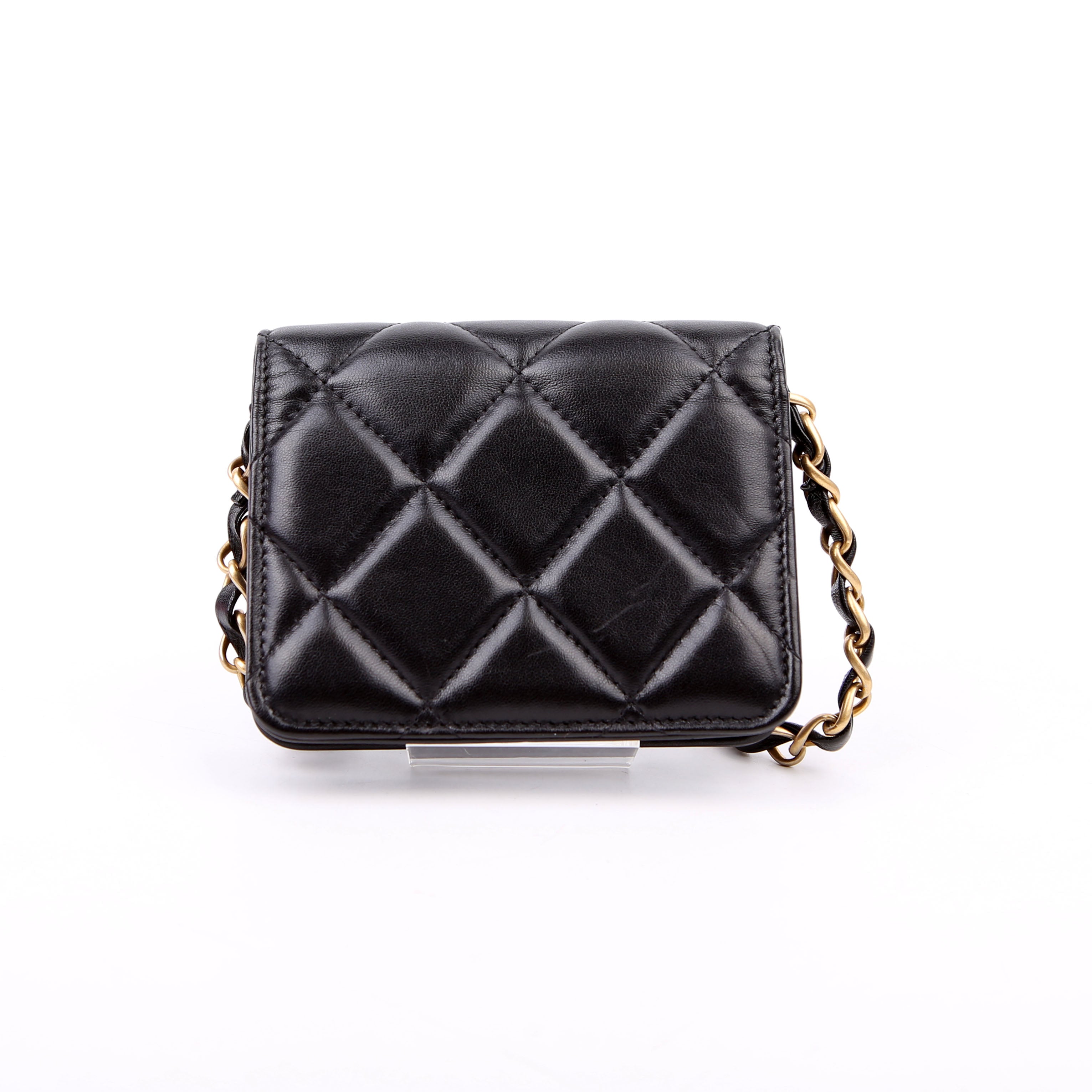 Diamond Lock Card Holder Lambskin Black