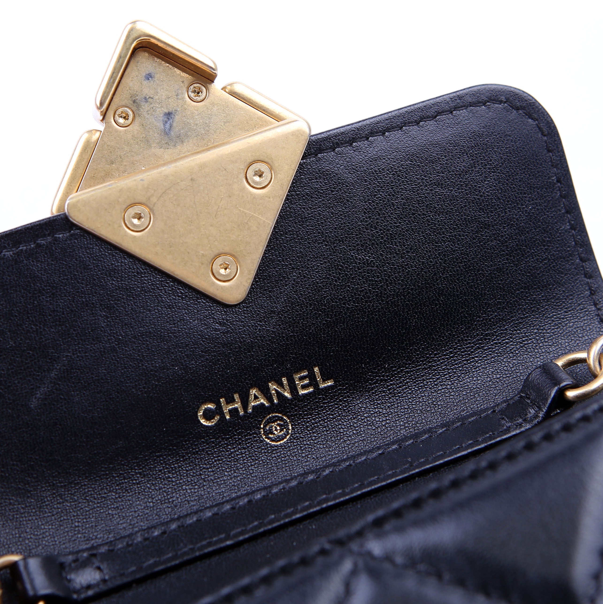 Diamond Lock Card Holder Lambskin Black