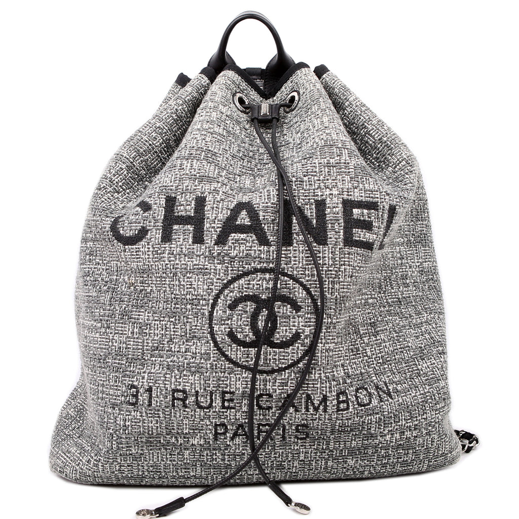Deauville Drawstring Backpack Tweed 25M Gray
