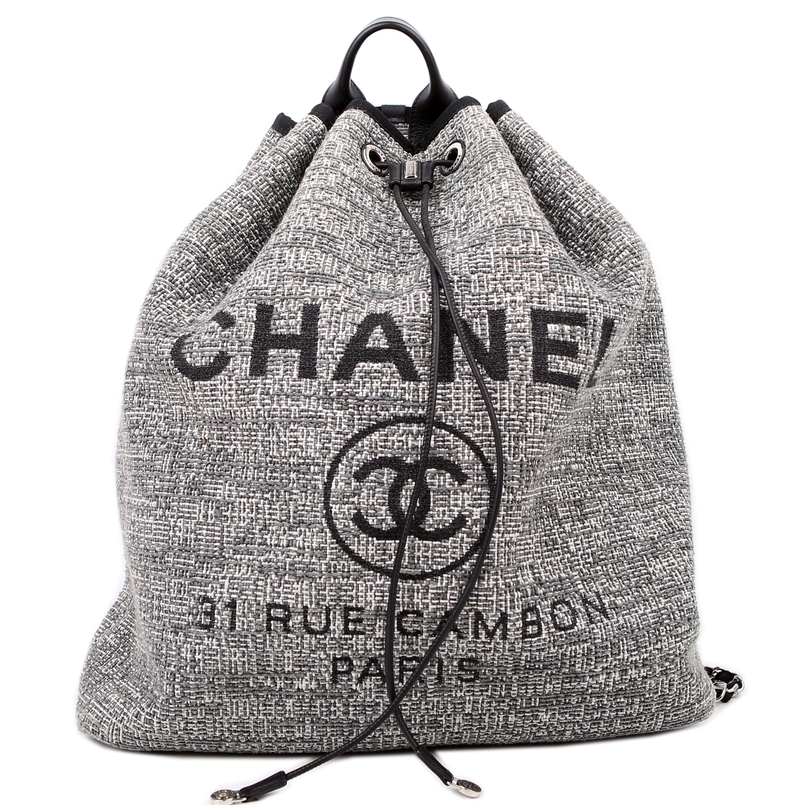 Deauville Drawstring Backpack Tweed 25M Gray