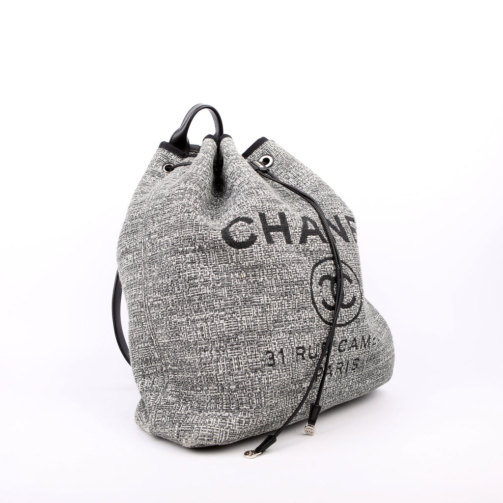 Deauville Drawstring Backpack Tweed 25M Gray