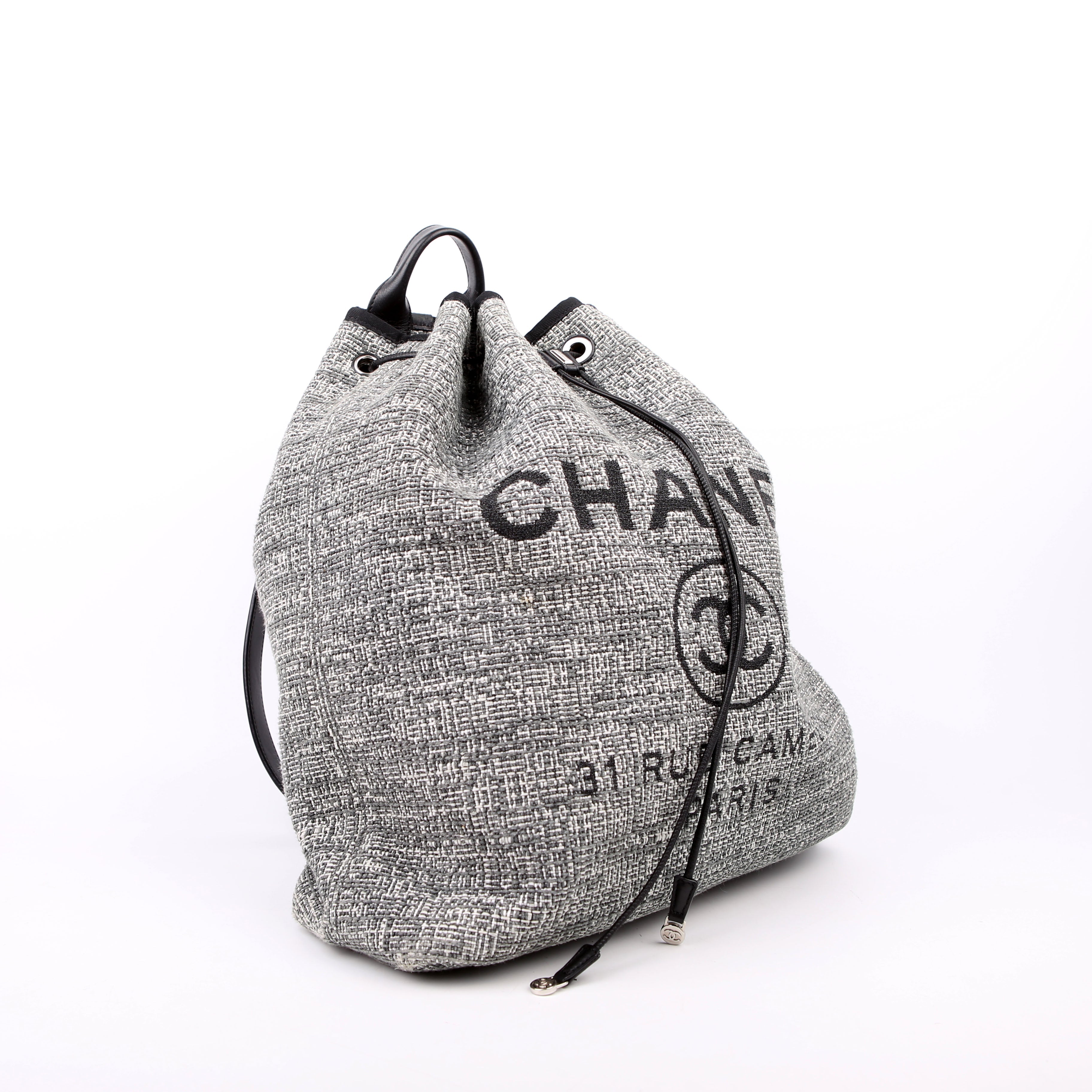 Deauville Drawstring Backpack Tweed 25M Gray