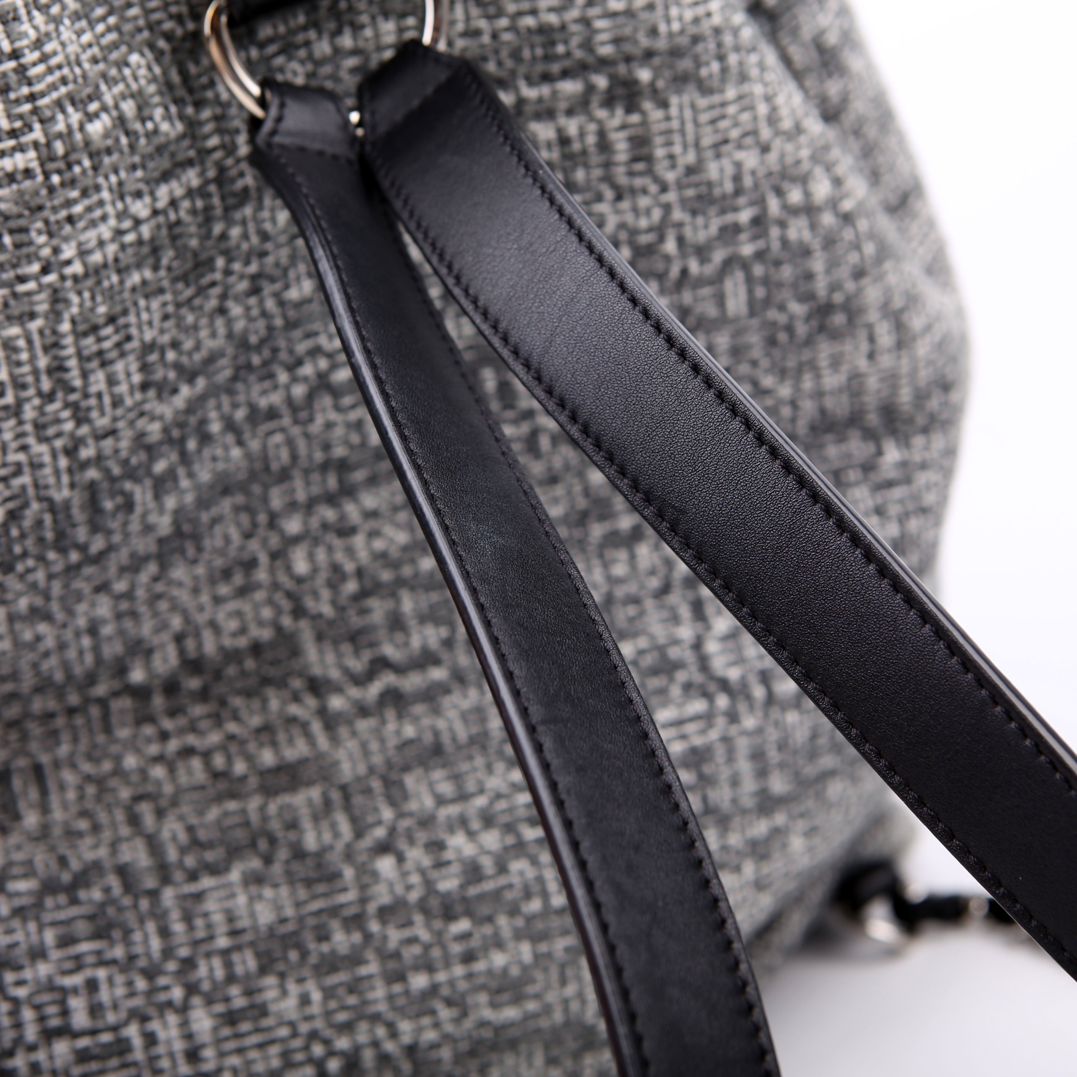 Deauville Drawstring Backpack Tweed 25M Gray