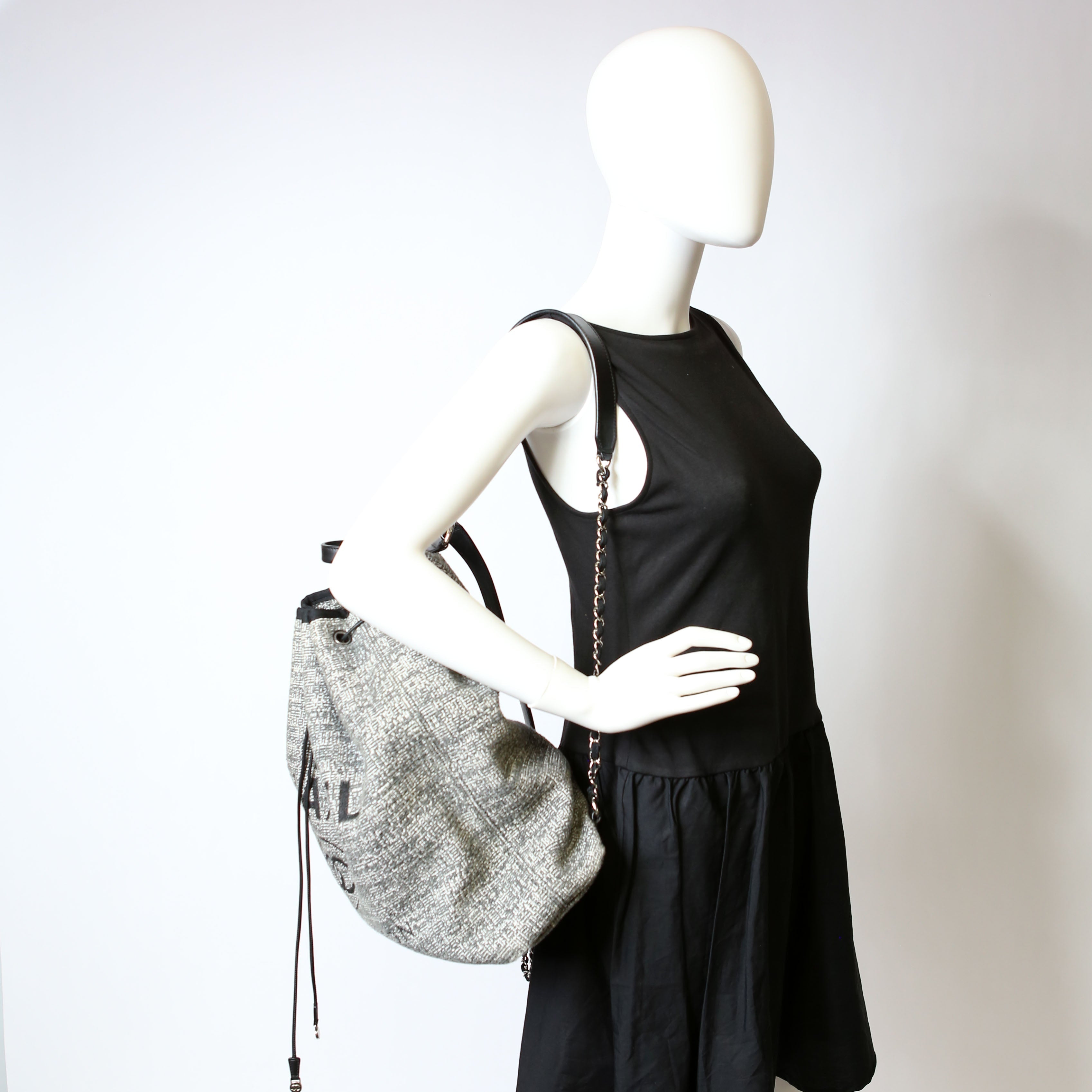 Deauville Drawstring Backpack Tweed 25M Gray