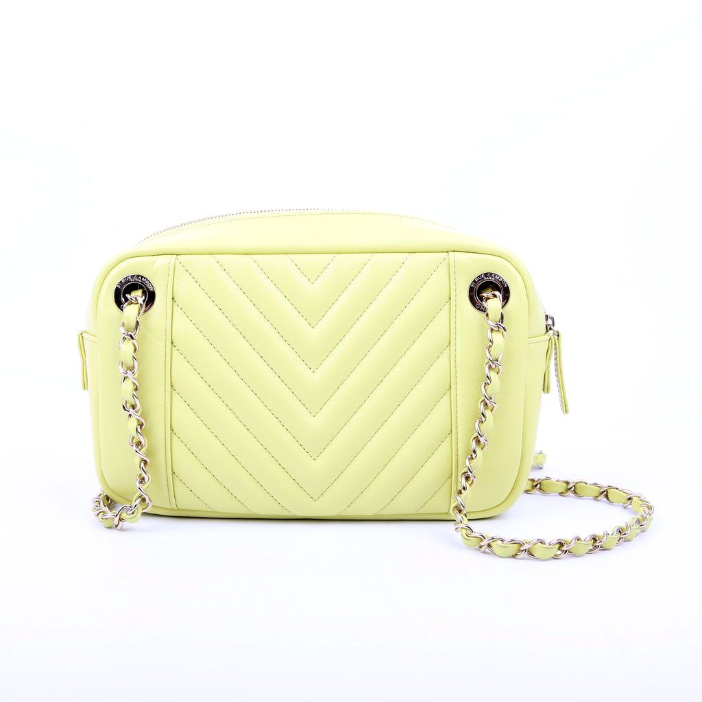 Daily Chevron Camera Bag Lambskin Yellow 27M