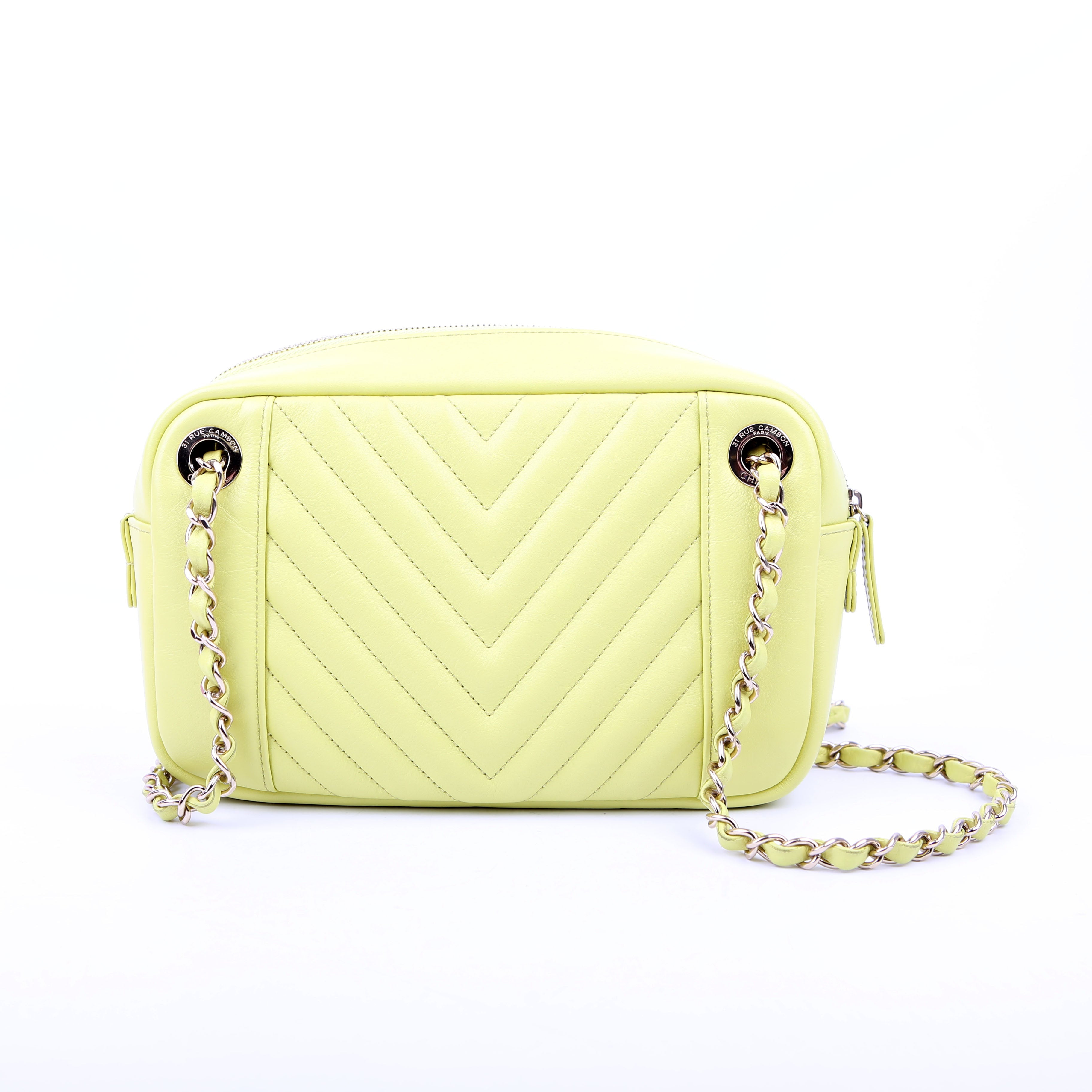 Daily Chevron Camera Bag Lambskin Yellow 27M