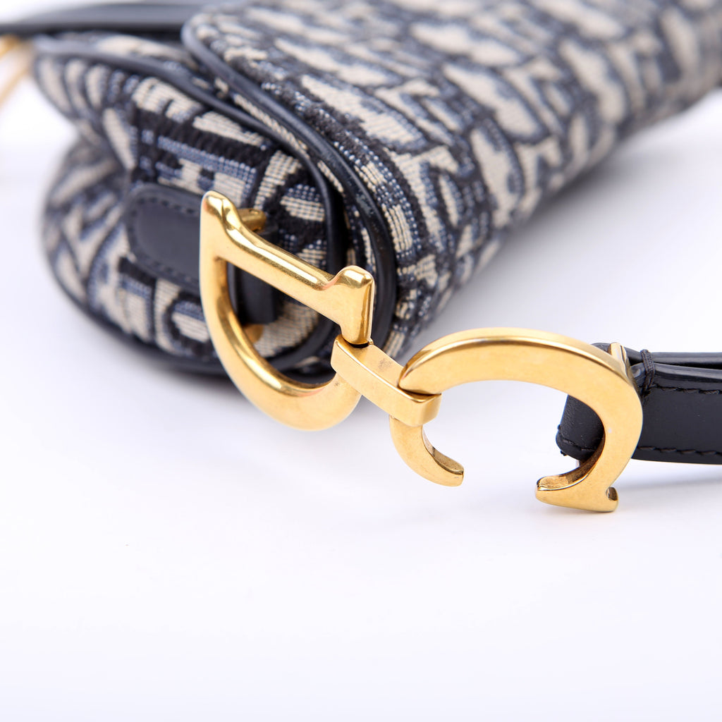 Dior Saddle Bag Mini Oblique Navy