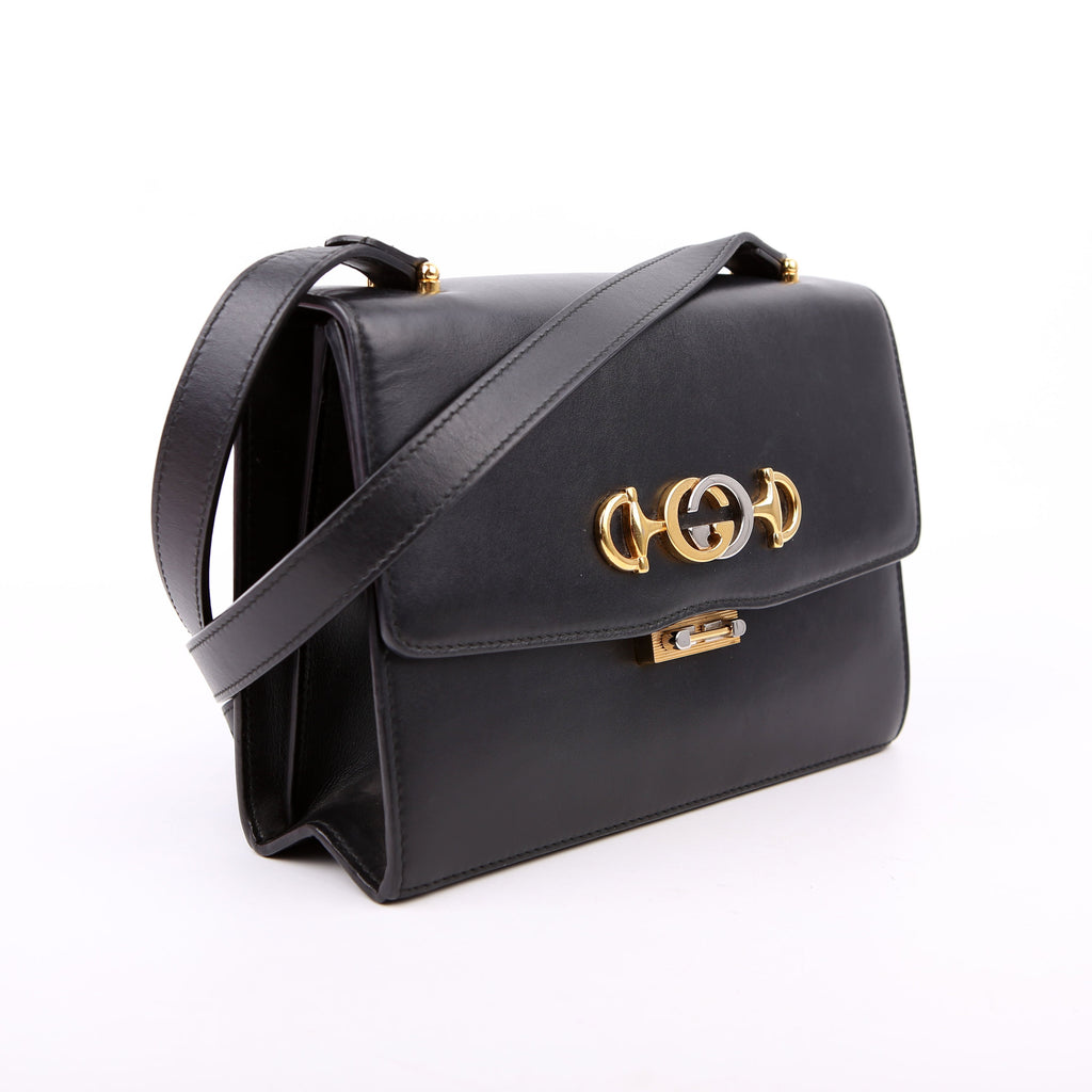 Gucci 576388 Zumi Leather Small Shoulder Bag Black