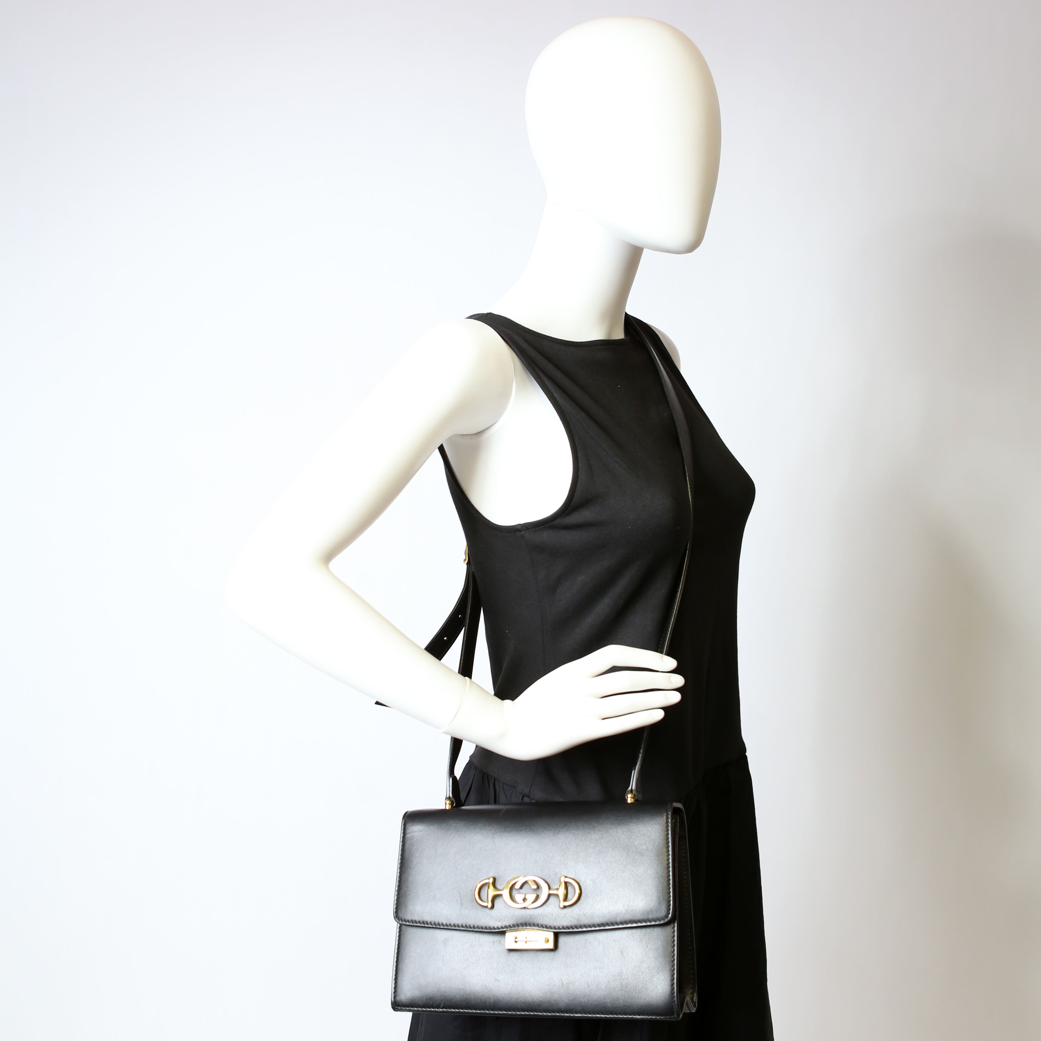 Gucci 576388 Zumi Leather Small Shoulder Bag Black